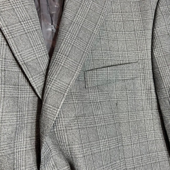 Michael Kors Plaid Blazer Sport Coat Modern Fit Gray Jacket Size 44S - Picture 5 of 10
